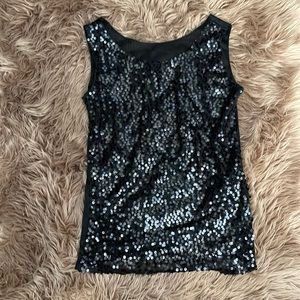 Black sheer sequined top